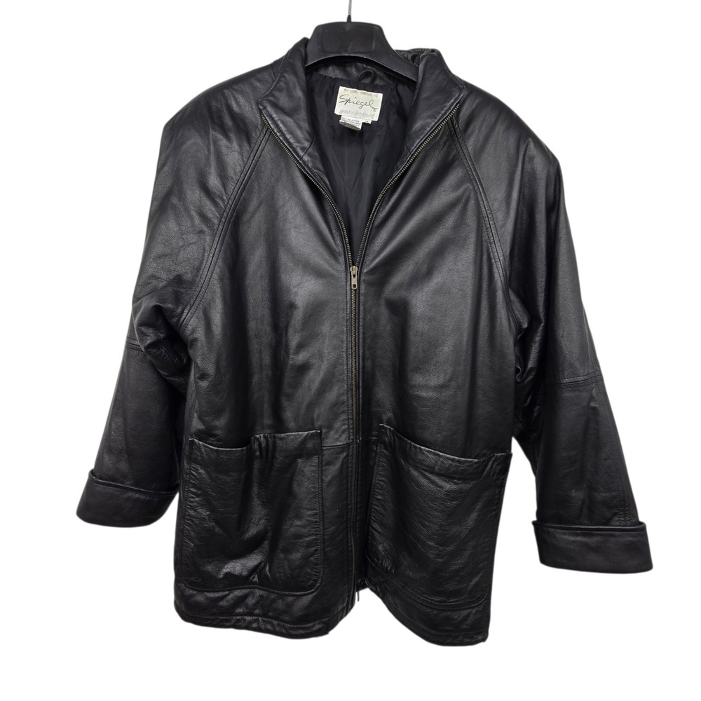 Vintage 90s Y2K Full Zip Leather Jacket Womens Unisex M Black Grunge  48" Chest